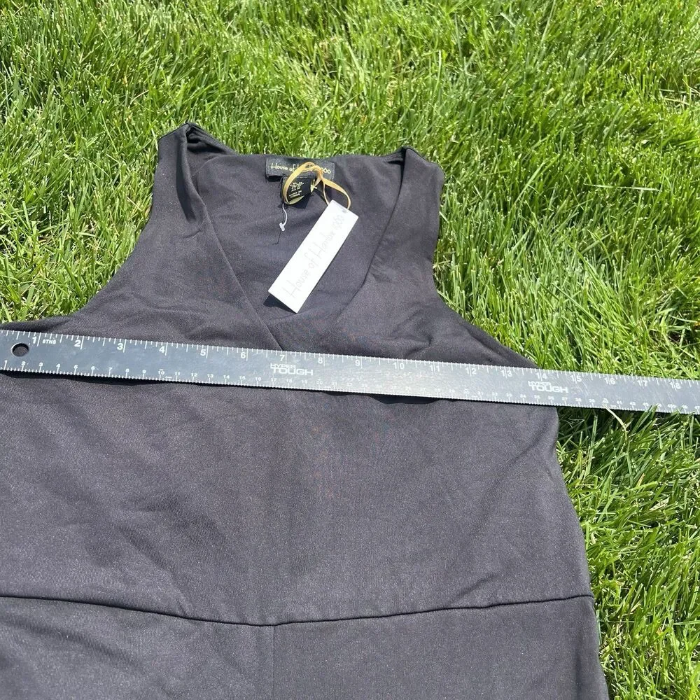 House of Harlow Women's Unitard V Neck Jumpsuit‎ Shorts Shapewear Black NWT Med - Picture 4 of 8